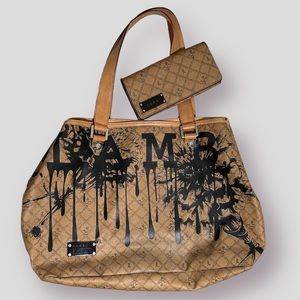 Like New Paint Splatter Saddle Tote With Wallet